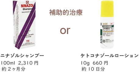 AGA補助治療用のニナゾルシャンプーとケトコナゾールローションの写真